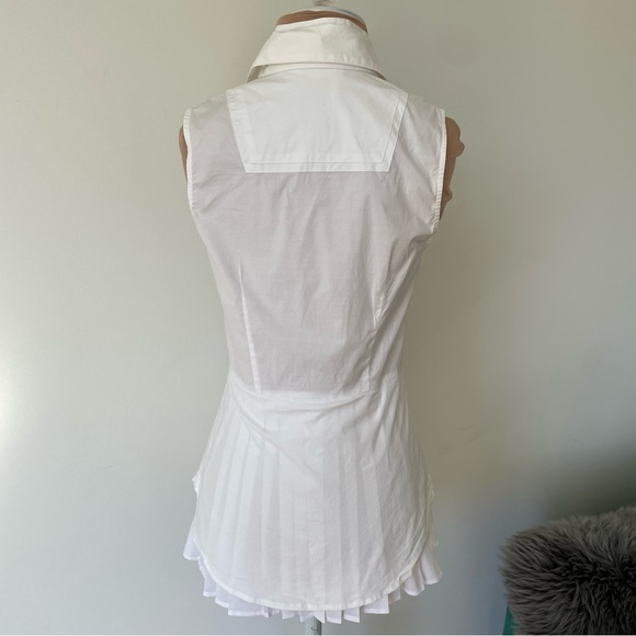 Derek Lam 10 Crosby White Sleeveless Poplin Ruffle Hem Cotton Button Top Size 4 - Picture 5 of 12